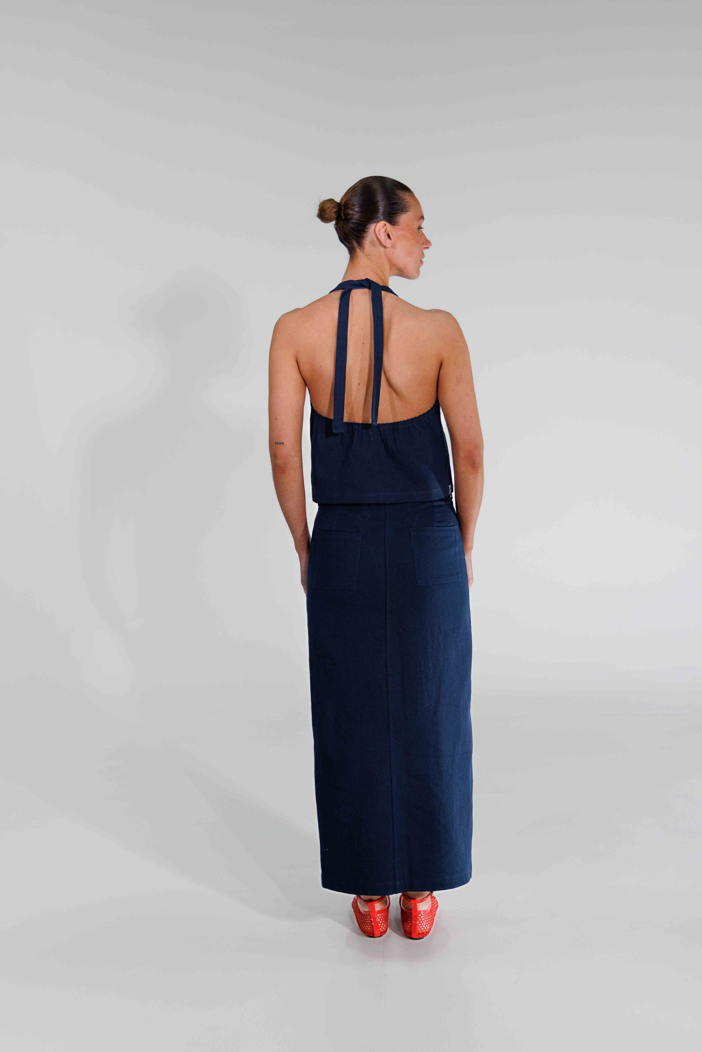 THE DOUBLE BUTTON MIDI SKIRT