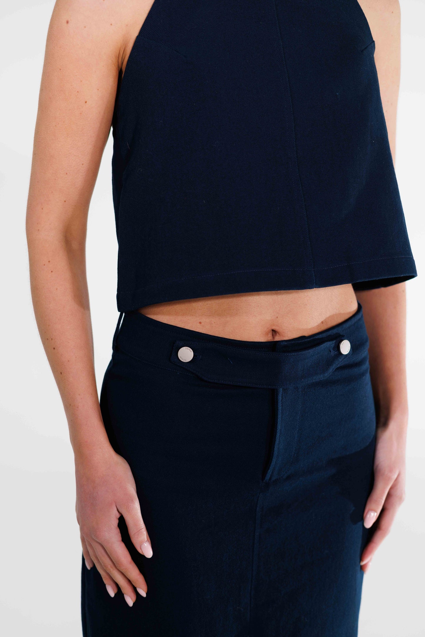 THE DOUBLE BUTTON MIDI SKIRT