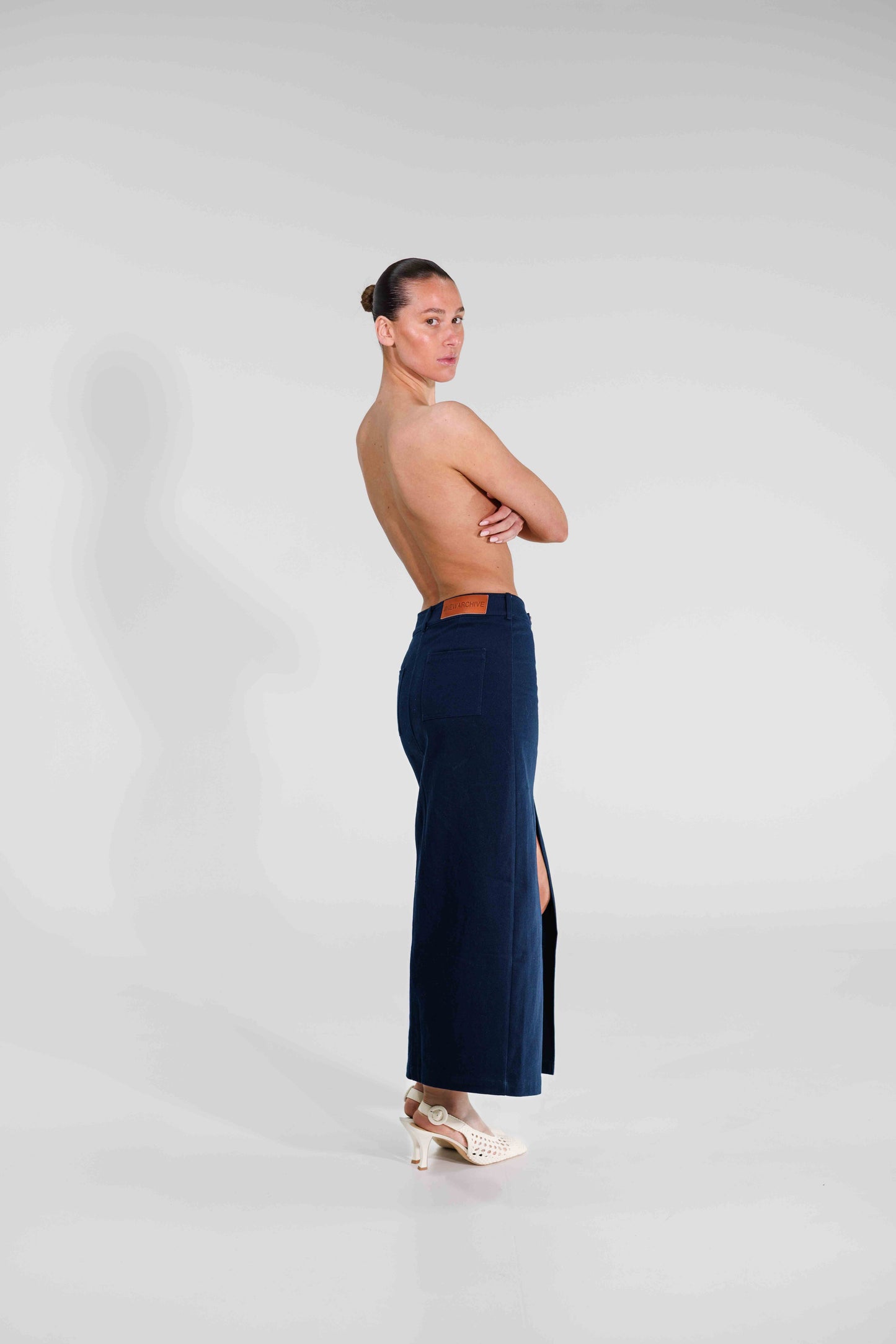 THE DOUBLE BUTTON MIDI SKIRT